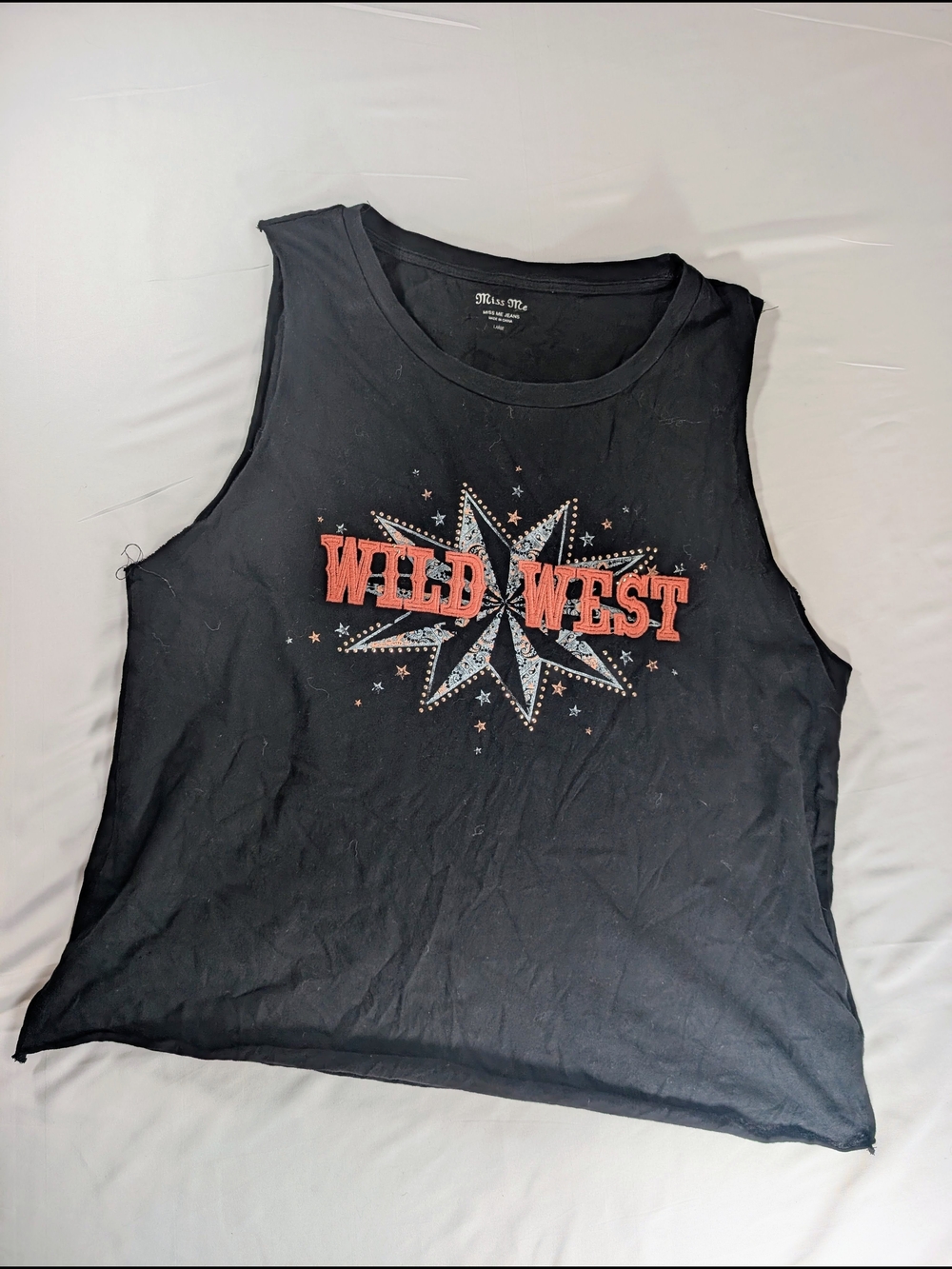Miss Me Wild West Graphic Muscle Tank Top - Black